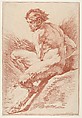 Satyr, Gilles Demarteau  French, Crayon-manner engraving with red ink