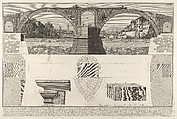 Plan and elevation of the Pons Fabricius (also known as the Quattro Capi Bridge), Rome, from "Le Antichità Romane", Giovanni Battista Piranesi  Italian, Etching
