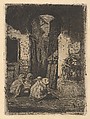 Tangier, Seated Arabs, Mariano Fortuny Marsal Spanish, Etching