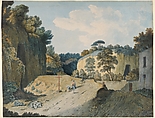 A Road in a Gorge near Naples, Thomas Jones  British, Welsh, Watercolor, gum arabic glazes, over graphite