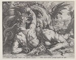 The Dragon Devouring  the Companions of Cadmus, Hendrick Goltzius  Netherlandish, Engraving; first state of two