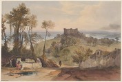 Bracciano, plate 2 from "Views of Rome and Its Environs", Edward Lear British, Hand-colored lithograph