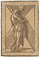 Saint Andrew standing in profile holding a large cross, from "Twelve Apostles", Antonio da Trento  Italian, Chiaroscuro woodcut from two blocks in brown