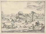 Boar hunt in a landscape, Ercole Bazicaluva  Italian, Etching