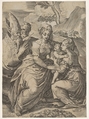 Madonna and Child with Saints (after Parmigianino), Battista Angolo del Moro Italian, Engraving