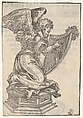 A Silver Statuette of an Angel Playing the Harp, from the "Wittenberg Reliquaries", Lucas Cranach the Elder  German, Woodcut
