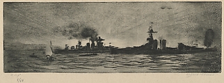 Warships at Scapa, Clifford Addams American, Etching