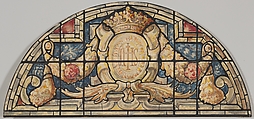 Design for the Arched Top of a Stained Glass Window Decorated with Renaissance Ornament, D. Maitland Armstrong American, Watercolor and pen and ink