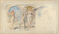Angel, Flora and Pomona: Design for a Panel To be Placed Over a Dining Room Sideboard in an Apartment Hotel, Helen Maitland Armstrong  American, Watercolor, gold paint, pen and ink and graphite