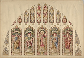 Design for a Multi-paned Stained-glass Window, Church of the Divine Paternity, New York, Clayton and Bell  British, Watercolor and pen and ink