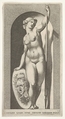 Plate 20: Pallas Athena holding a shield with Medusa's head in her right hand and a lance in her left hand, from a series of mythological gods and goddesses, Giovanni Jacopo Caraglio Italian, Engraving