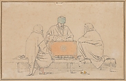 A Turkish Notary and Two Women, Martinus Rørbye  Danish, Graphite, watercolor