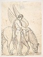Bellerophon and Pegasus, Bertel Thorvaldsen Danish, Pen and brown ink, brown wash, over black chalk or graphite