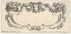 Plate 9: a cartouche with the head of a ram at top center, flowers at top left and right, from 'Twelve cartouches' (Recueil de douze cartouches), François Collignon (French, Nancy ca. 1610–1687 Rome), Etching; second state of four
