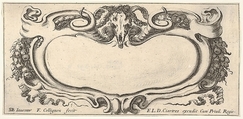 Plate 6: a cartouche with a ram skull at top center, grapes and other fruits to either side, from 'Twelve cartouches' (Recueil de douze cartouches), François Collignon (French, Nancy ca. 1610–1687 Rome), Etching; second state of four