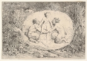 Nymph Supported by Two Satyrs, from "Four Bacchanalia" (Quatre Bacchanales), Jean Honoré Fragonard  French, Etching