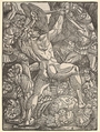 Hercules Fighting the Sons of Proteus, Gabriel Salmon French, Woodcut