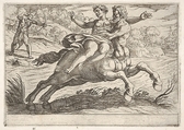 Nessus attempting to take Dejanira from Hercules, from "The Labors of Hercules", Antonio Tempesta  Italian, Etching