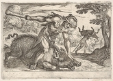 Hercules and the Boar of Erymanthus, from "The Labors of Hercules", Antonio Tempesta  Italian, Etching