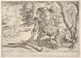 Hercules and the Nemean Lion, from "The Labors of Hercules", Antonio Tempesta  Italian, Etching
