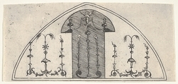 Lancet-shaped panel of grotesque decoration, Enea Vico Italian, Engraving