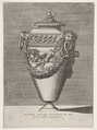 Antique Lidded Urn Decorated with a Motif of Diamond Rings and Lions, from "Vases after the Antique", Enea Vico Italian, Engraving on laid paper, first or second state