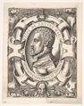 Bust portrait of Ferdinando Francesco de Avalos, marquis of Pescara, in an oval ornamented frame, Nicolò Nelli  Italian, Engraving