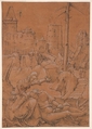 Samson and Delilah, Albrecht Altdorfer (German, Regensburg ca. 1480–1538 Regensburg), Pen and black ink with white heightening on brown prepared paper