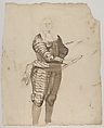 Study of a Standing Commander Holding a Staff; verso: Study of the Descent from the Cross, Cornelis Schut (Flemish, Antwerp 1597–1655 Antwerp), Black chalk, brown wash, heightened with white gouache (?); verso: red chalk