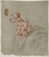 Study of the Virgin and Child, Cornelis Schut  Flemish, Black and red chalk, heightened with white chalk, on blue paper
