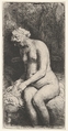 Woman Bathing her Feet at a Brook, Rembrandt (Rembrandt van Rijn)  Dutch, Etching and drypoint; first of two states