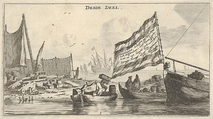 A Seaport, title page from "Various Ships and Views of Amsterdam, part III", Reinier Nooms, called Zeeman Dutch, Etching
