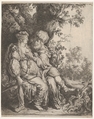 Judah and Tamar, Pieter Lastman Dutch, Etching