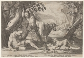 Mercury and Argus, Io and Juno, Robert Willemsz de Baudous Netherlandish, Engraving