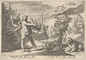 Arcus and Callisto, Robert Willemsz de Baudous Netherlandish, Engraving