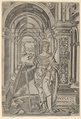 Saint Catherine, sword in her right hand, palm in her left, Nicoletto da Modena  Italian, Engraving