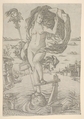 A naked female figure representing Fortune, Nicoletto da Modena  Italian, Engraving