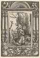 Saint Jerome in Penitence, in a Renaissance Frame, Albrecht Altdorfer  German, Woodcut