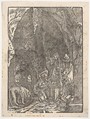 Saint Jerome in Penitence, in a Cave, from "Holzschnitte alter deutscher Meister in den Original-Platten gesammelt von Hans Albrecht von Derschau", Albrecht Altdorfer German, Woodcut