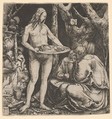 Temptation of Two Hermits, Albrecht Altdorfer  German, Engraving