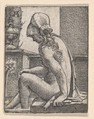 Seated Woman Bathing Her Feet, Albrecht Altdorfer German, Engraving