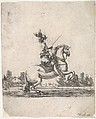 A horseman atop a rearing horse, in profile and turned towards the right, gardens in the background, from "Various cavalry exercises" (Diverses exercices de cavalerie), Stefano della Bella  Italian, Etching