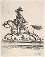 A musketeer galloping towards the left, other horsemen galloping towards the left in background, from "Various cavalry exercises" (Diverses exercices de cavalerie), Stefano della Bella  Italian, Etching