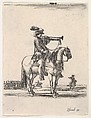 Trumpeter on horseback facing right, a group of horsemen in the background, from "Various cavalry exercises" (Diverses exercices de cavalerie), Stefano della Bella  Italian, Etching