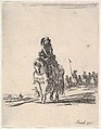 A horseman, facing front, a group of horsemen in background to the right, from "Various cavalry exercises" (Diverses exercices de cavalerie), Stefano della Bella  Italian, Etching