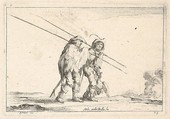Plate 13: Two pikemen walking towards the right, each with their pikes in their right hands, from "Various Figures" (Agréable diversité de figures), Stefano della Bella  Italian, Etching; undescribed state between second and third of five