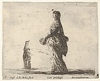 Plate 18: a noblewoman walking towards the left with a feathered fan, another woman in background to left, from "Diversi Capricci", Stefano della Bella  Italian, Etching; third state of four (De Vesme)