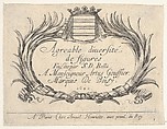 Plate 1: Two palms and a coat of arms frame the title and dedication, title page for "Various Figures" (Agréable diversité de figures), Stefano della Bella Italian, Etching; fourth state of five (De Vesme)