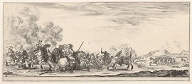 A battle on horseback, from "Peace and War" (Divers desseins tant pour la paix que pour la guerre), Stefano della Bella  Italian, Etching