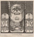 The tomb of Ferdinand II at center in the background within the choir of the church, three arches in center foreground, Austrian coat of arms hung in center arch, from "Ceremonies for the Funeral of Emperor Ferdinand II" (Funérailles de l'empereur Ferdinand II), Stefano della Bella  Italian, Etching; second state of two